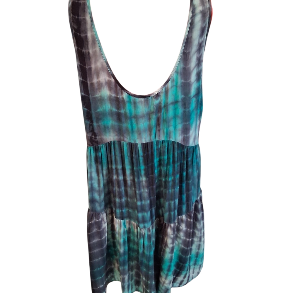 Tie-Dye Sleeveless Top - Teal and Black